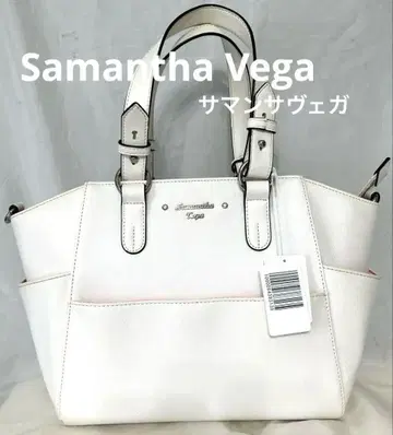 Samantha Vega 화이트 핸드백 합성 피혁 외 포켓 부착