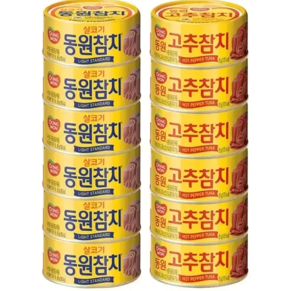 동원참치 85G12캔 혼합  라이트6캔 고추6캔  1캔1432원단가