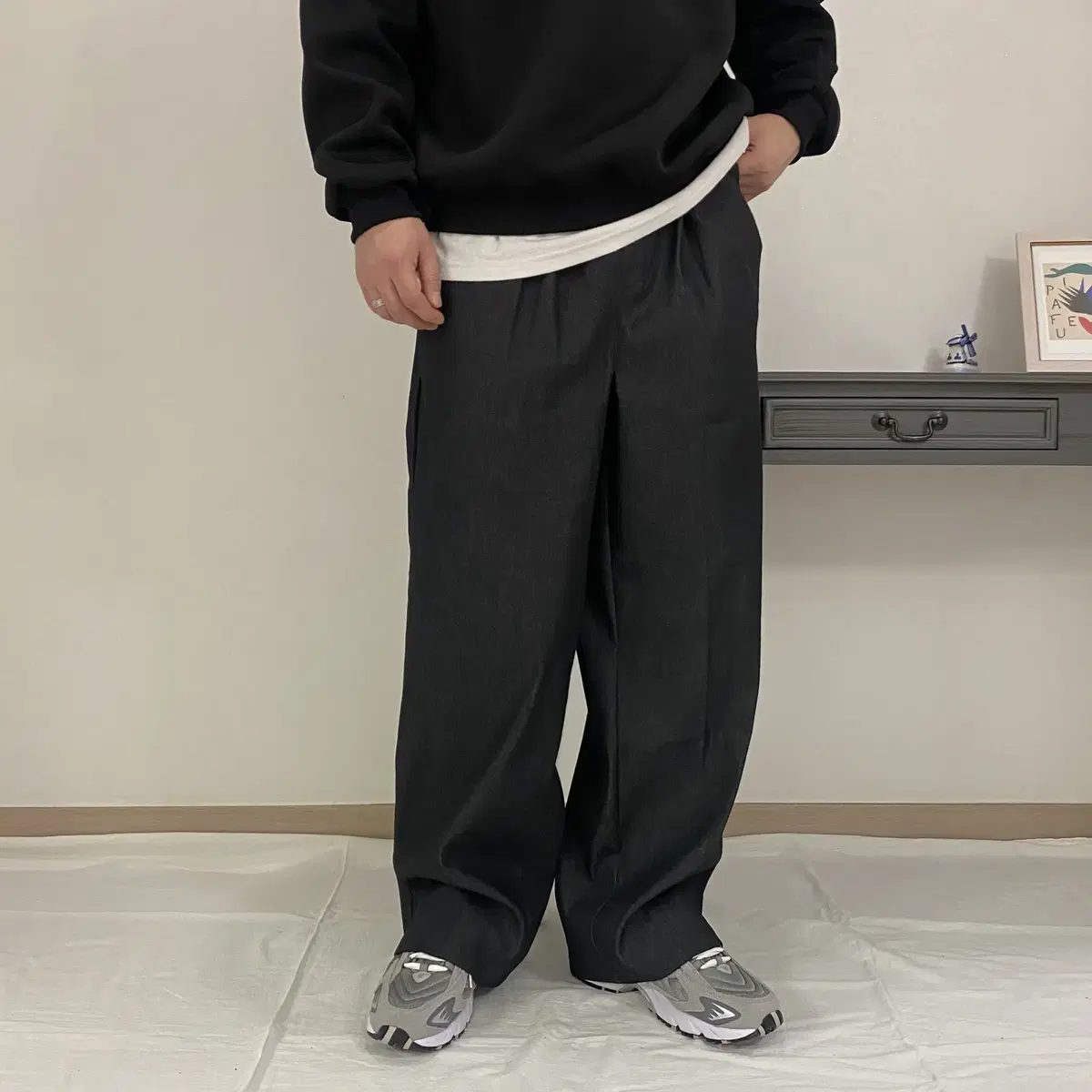 스트레치 데님 남자 와이드 팬츠 청바지