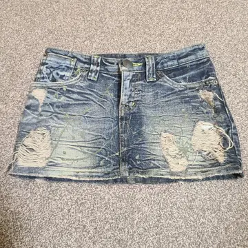 d.i.a. 미니 스커트 타이트 데님 페인트 크러쉬 라메 다이아