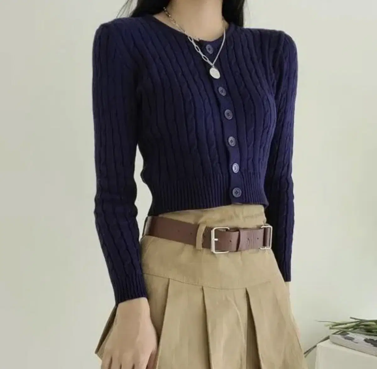 에이블리 꽈배기 크롭 가디건