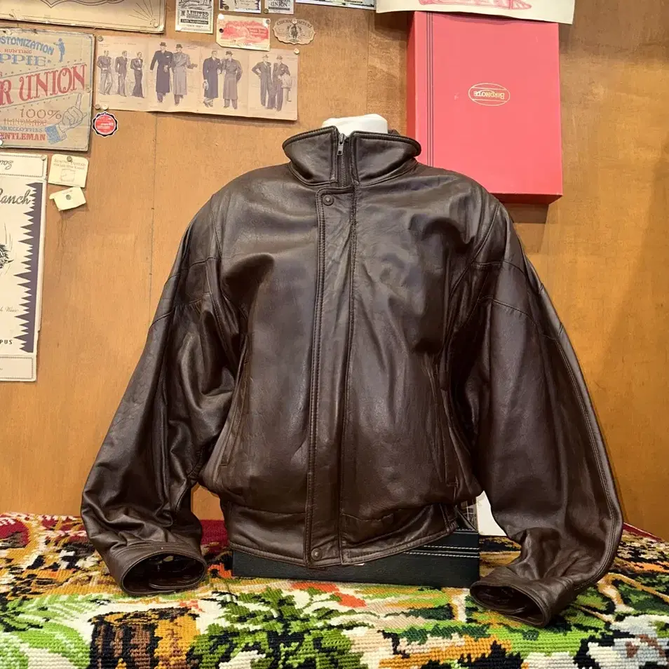 265/(2XL) 가죽자켓 봄버자켓 항공점퍼 아메카지 워크웨어 블루종