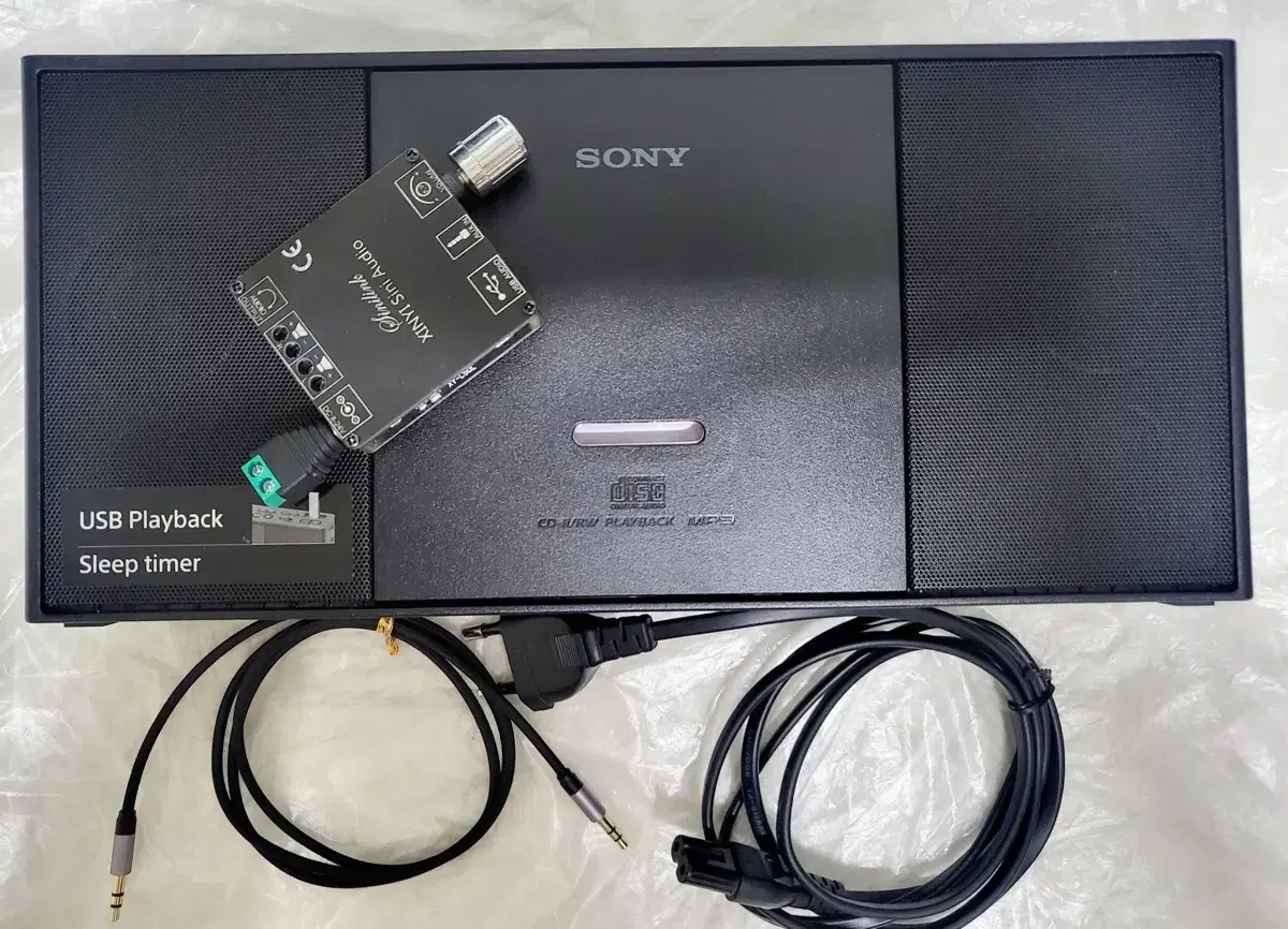 소니 CD 라디오 USB 스피커 ZS-PE60 + 블루투스 미니 앰프