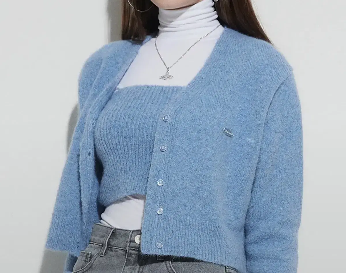[새상품] 러브이즈트루 가디건 블루 OW TUBE TOP CARDIGAN
