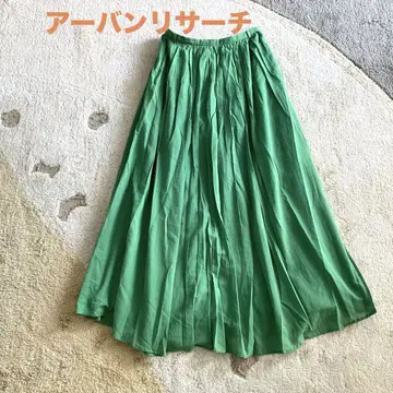 어반 리서치 로쏘 맥시 롱 스커트 쉬폰 그린 플레어