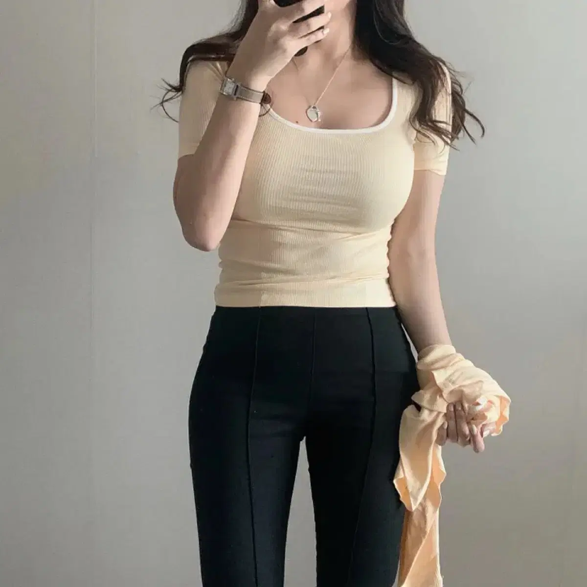 블랑쉐 반팔 가디건 세트 노랑
