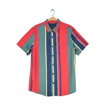 PACSUN 멀티 컬러 스트라이프 캐주얼 셔츠 반팔 셔츠 S 중고