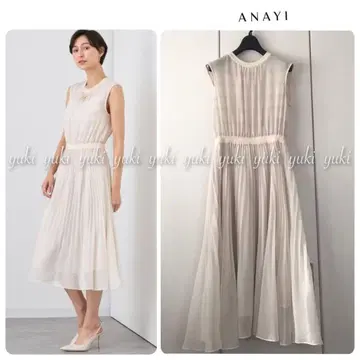 ANAYI 체크 오간자 레이어드 플리츠 원피스