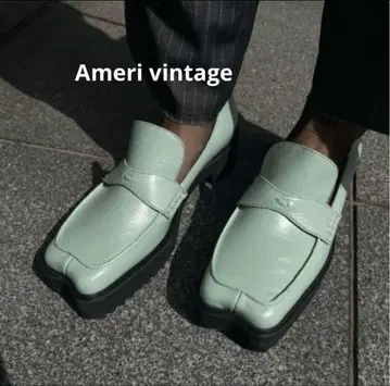 Ameri 가죽 로퍼 민트 그린