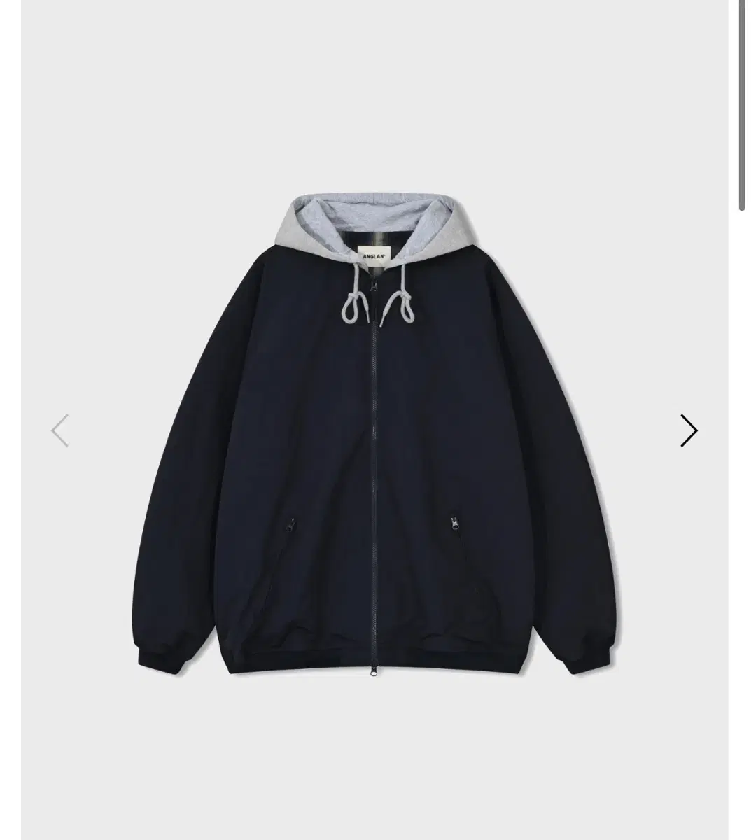 앵글런 Hoodie Blouson Jacket - Navy