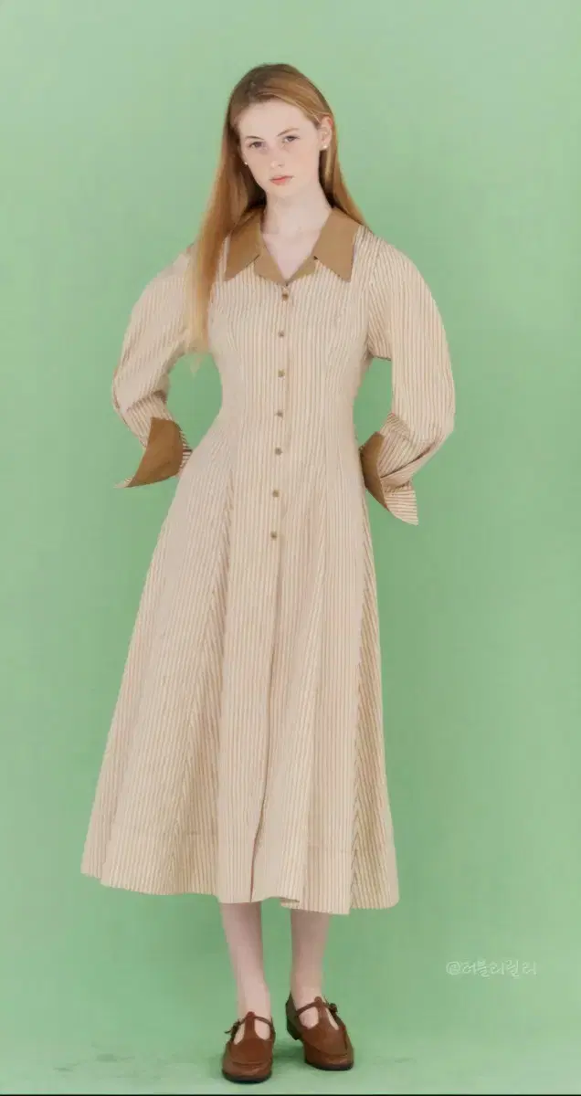 (1 size/55) ANU Kim Hee-sun Odense Striped Long ONEPIECE