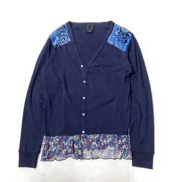 ANNA SUI USA제 꽃무늬 쉬폰 배색 코튼 가디건