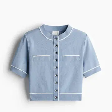 H&M 인터넷 완판 데니스 니트 가디건 라이트 블루 XS
