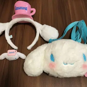 산리오 시나몬 머리띠 봉제 인형 퍼스 마스코트 반지 세트