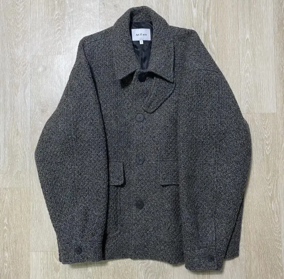 [L] 아트이프액츠 울 블루종 민트 그레이