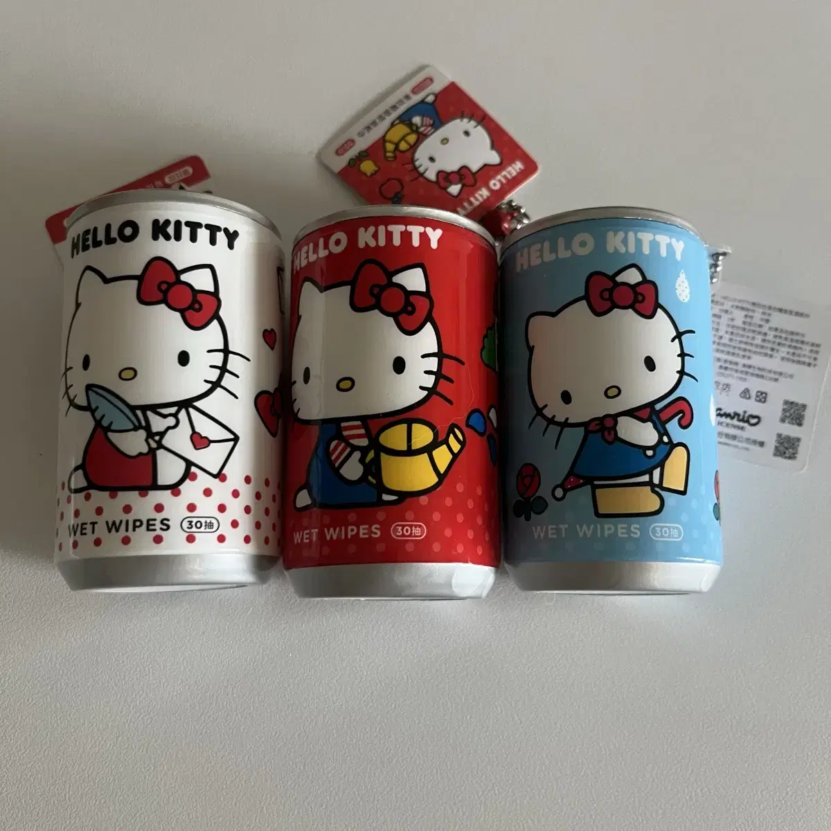(무료배송) 헬로키티 캔 물티슈 키링 set 레어템