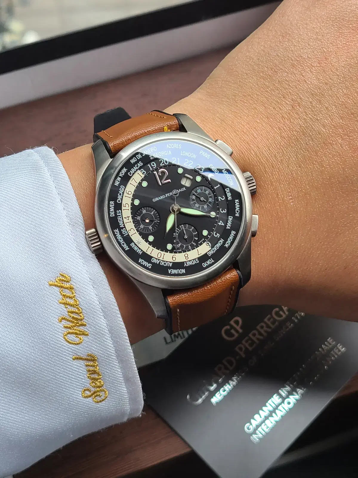 [Genuine] Girard-Perregaux Chronograph World Time Titanium