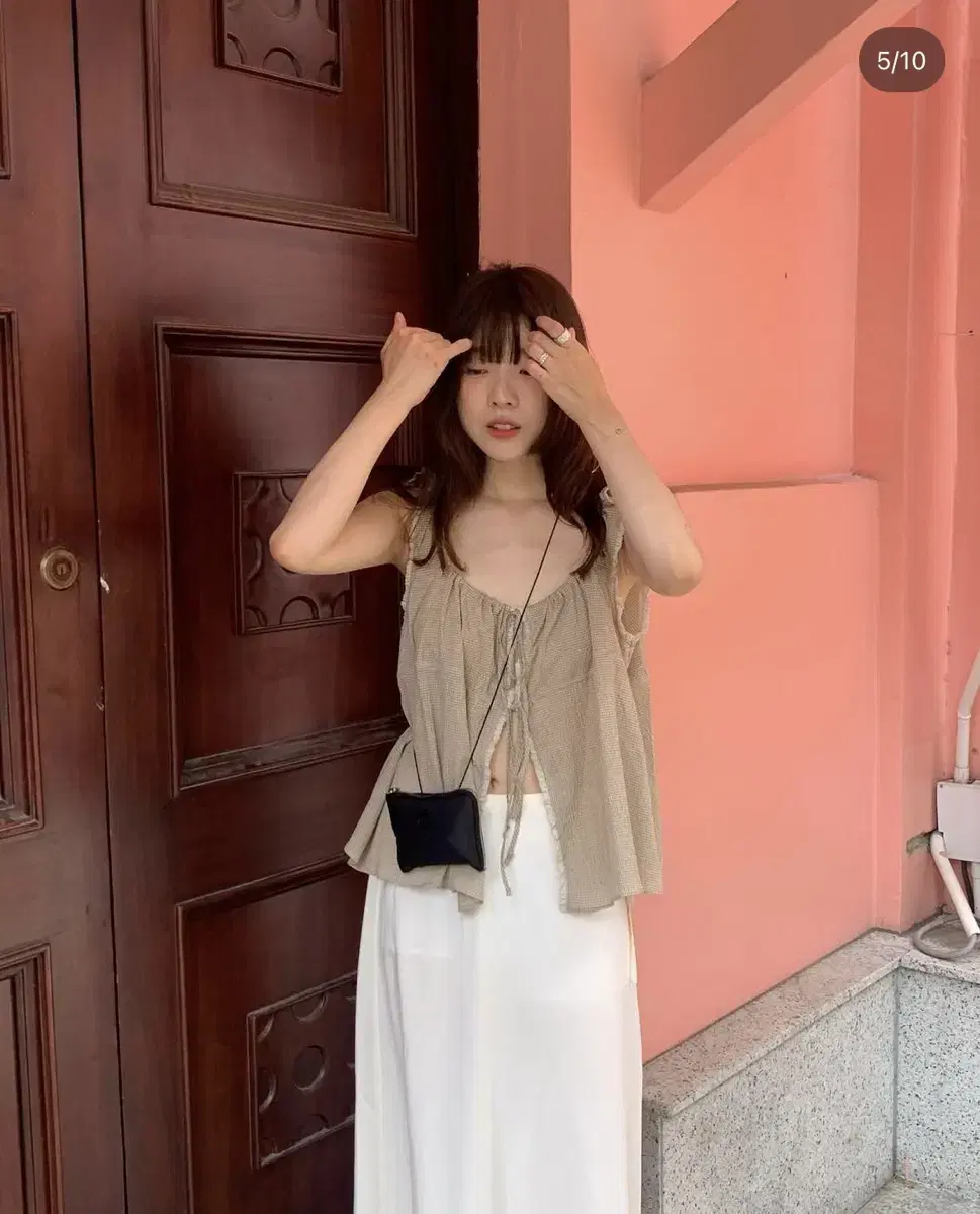 비아플레인 슬리브리스 Via Pico check sleeveless