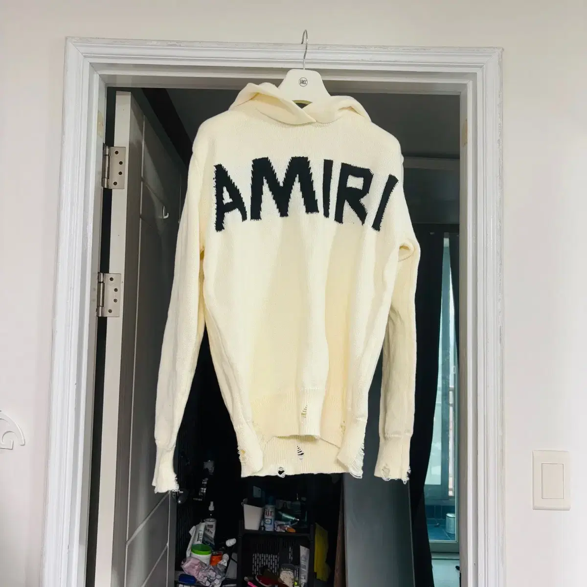 아미리 / 니트 후드 아이보리. 블랙 / 2xl  ( 105 추천)