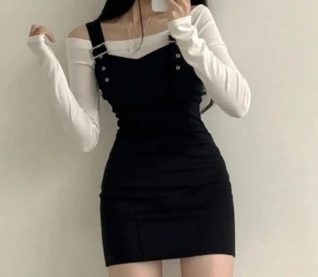 검정색 버클 원피스 80cm