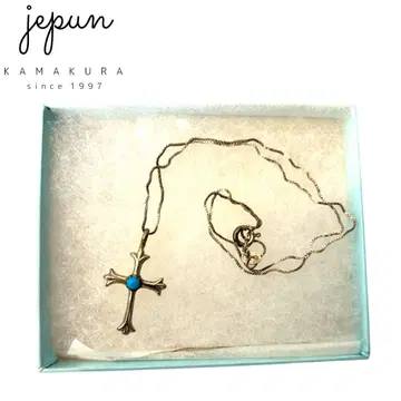JEPUN 가마쿠라 터콰이즈 스톤 크로스 목걸이 실버 925