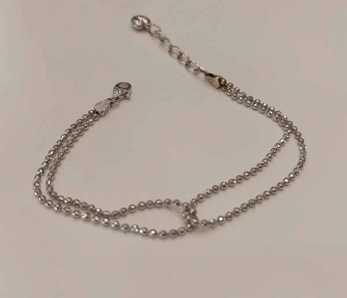 18k white gold_ 2-row twisted ball chain bracelet