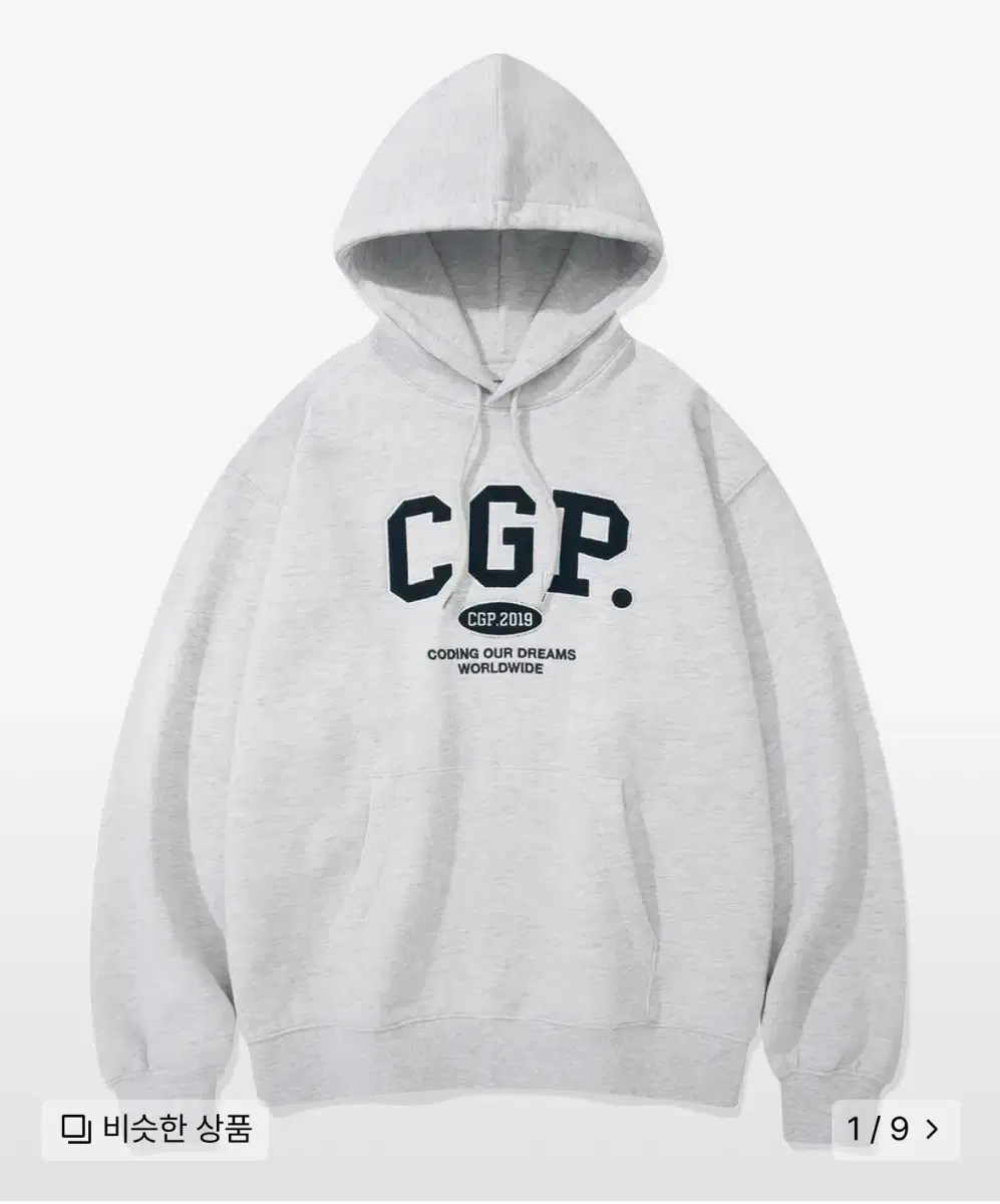 코드그라피 CGP 아치 로고 후드티_라이트그레이