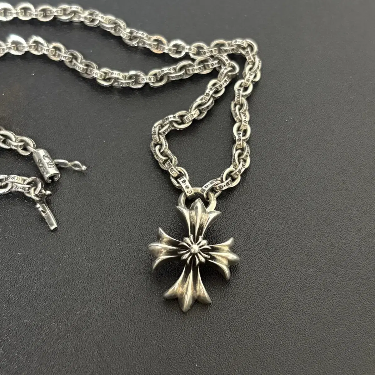 크롬하츠 4mm 페이퍼 체인 목걸이+팬던트 925순은
