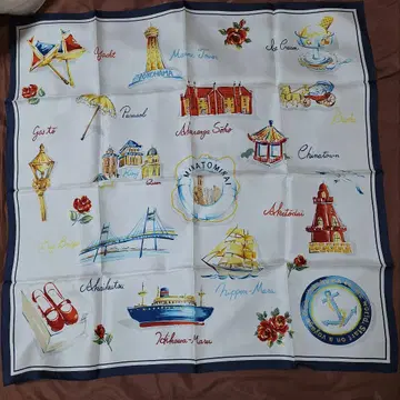 전통 요코하마 스카프 65cm 네이비 블루 네이비 컬러