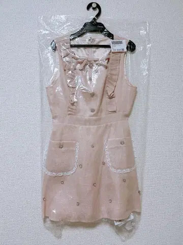 앙크루즈 트위드 비쥬 민소매 원피스 핑크