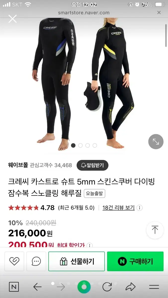 카스트로 웻슈트 여성