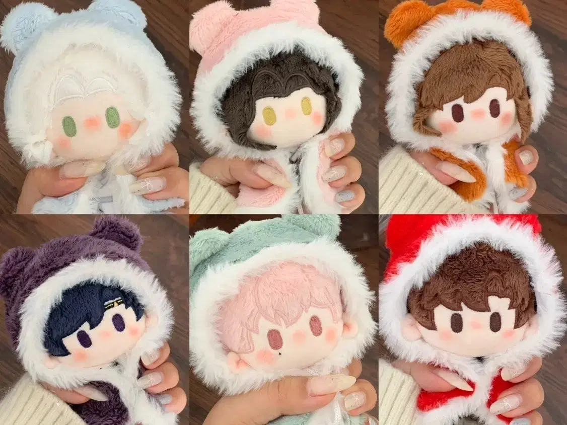 10cm 인형옷 곰돌이 망토 보라 주황 민트