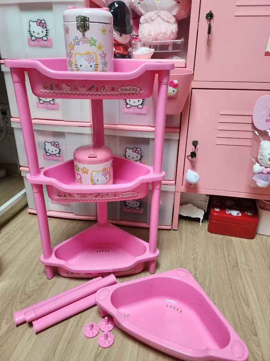 고전 키티 4단 수납장 선반 키티 정리함 방꾸 헬로키티