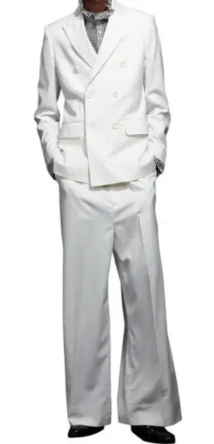 최신 클래식 더블 브레스티드 재킷 화이트