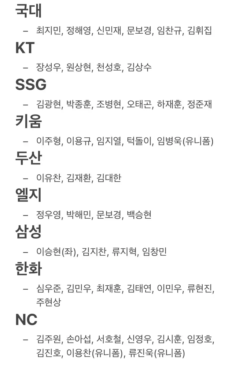 KBO 띠부실 (크트, 쓱, 두산, 키움, 엘지, 한화, 삼성, 엔씨)