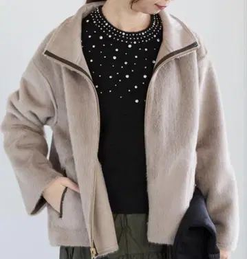 인조 모피 집업 무스탕 코트