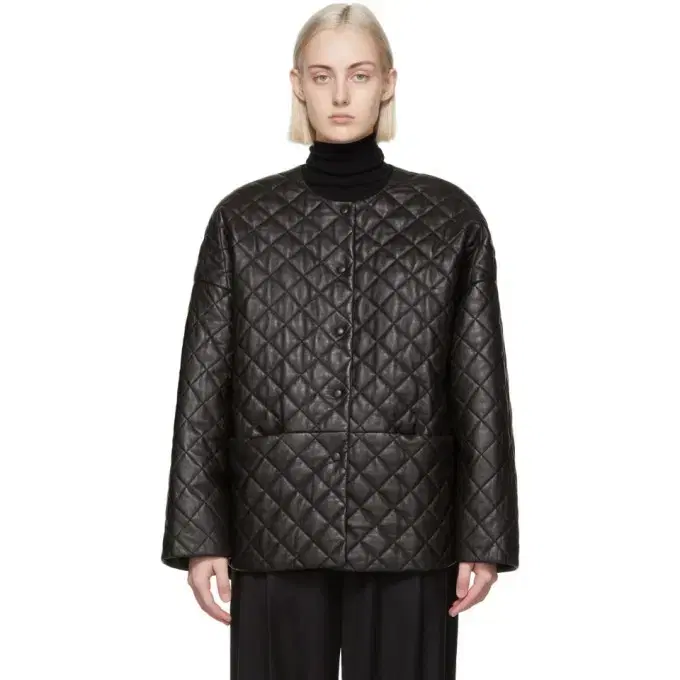 [M] Totem Black Leather Quilted Jacket Leather Jacket