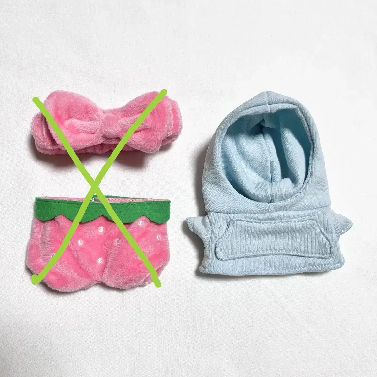 15cm인형옷 버터 딸기옷 리본 , 하늘색 후드티 솜깅옷