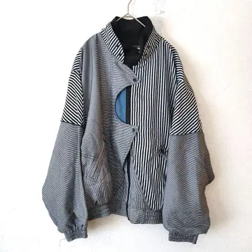 빈티지 90S 비대칭 디자인 숏 기장 자켓 스트라이프
