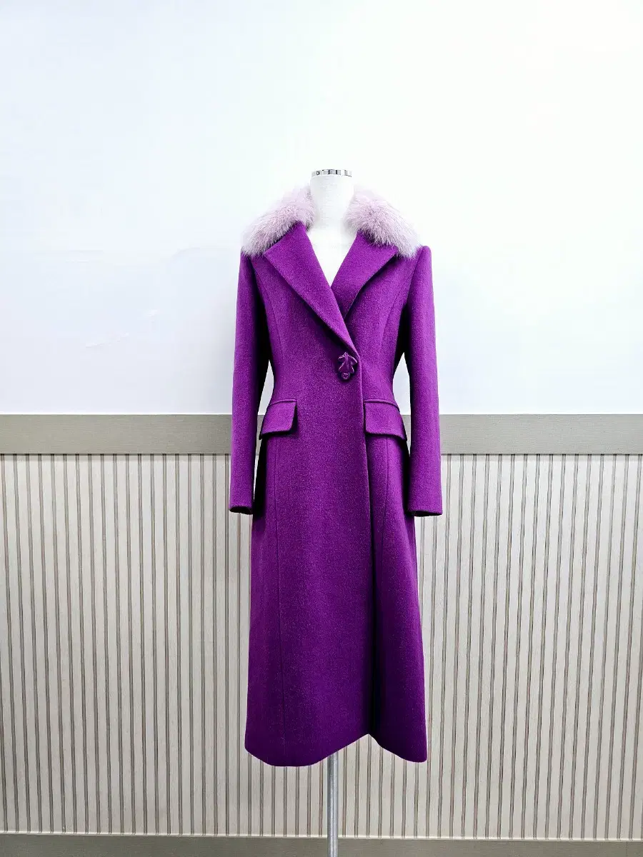 MOJO SPIN Fox Fur Cashmere Blend Slim Coat