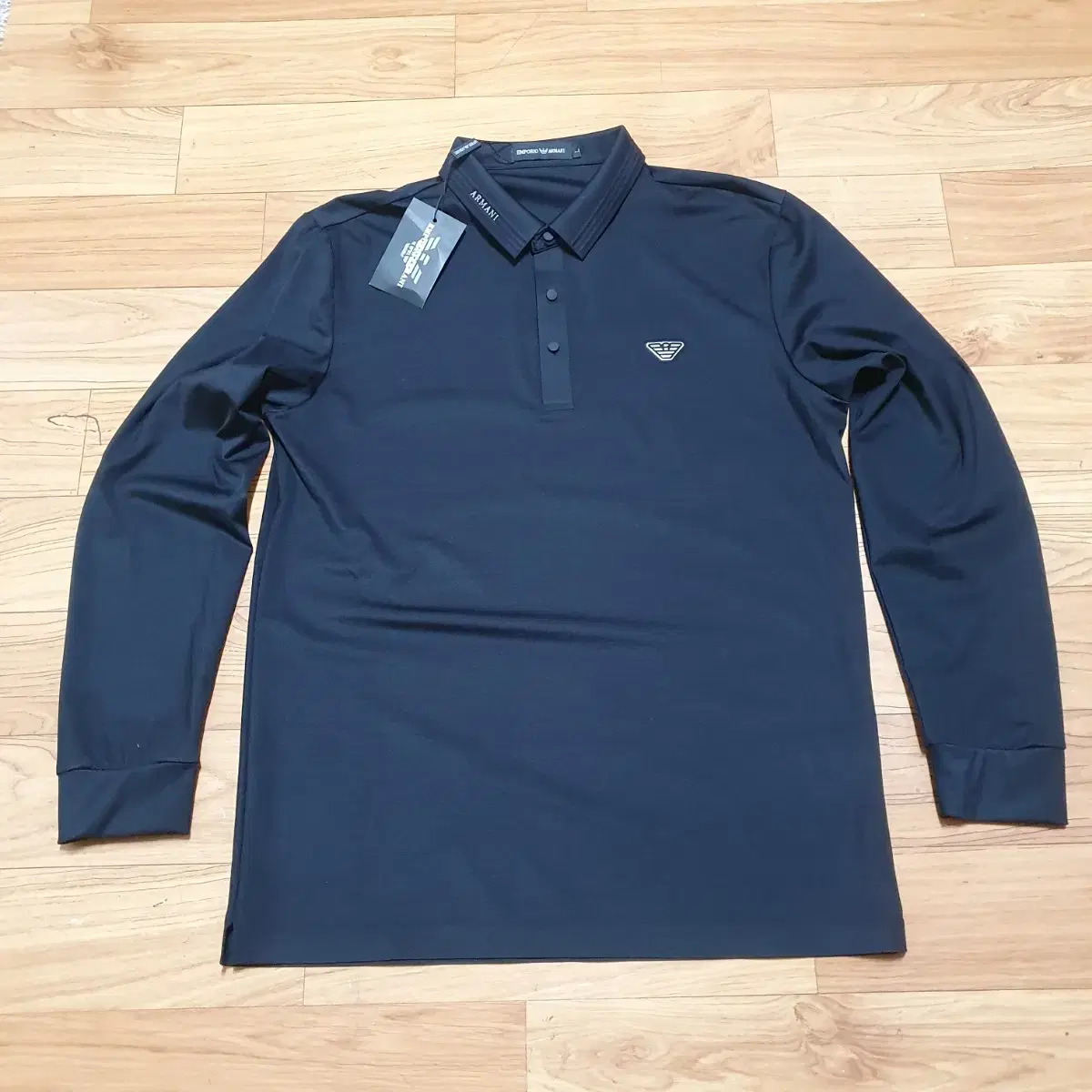 Emporio Armani Genuine Men's 100% Unworn Functional Spandex Black Long-Sleeved Kara T-Shirt