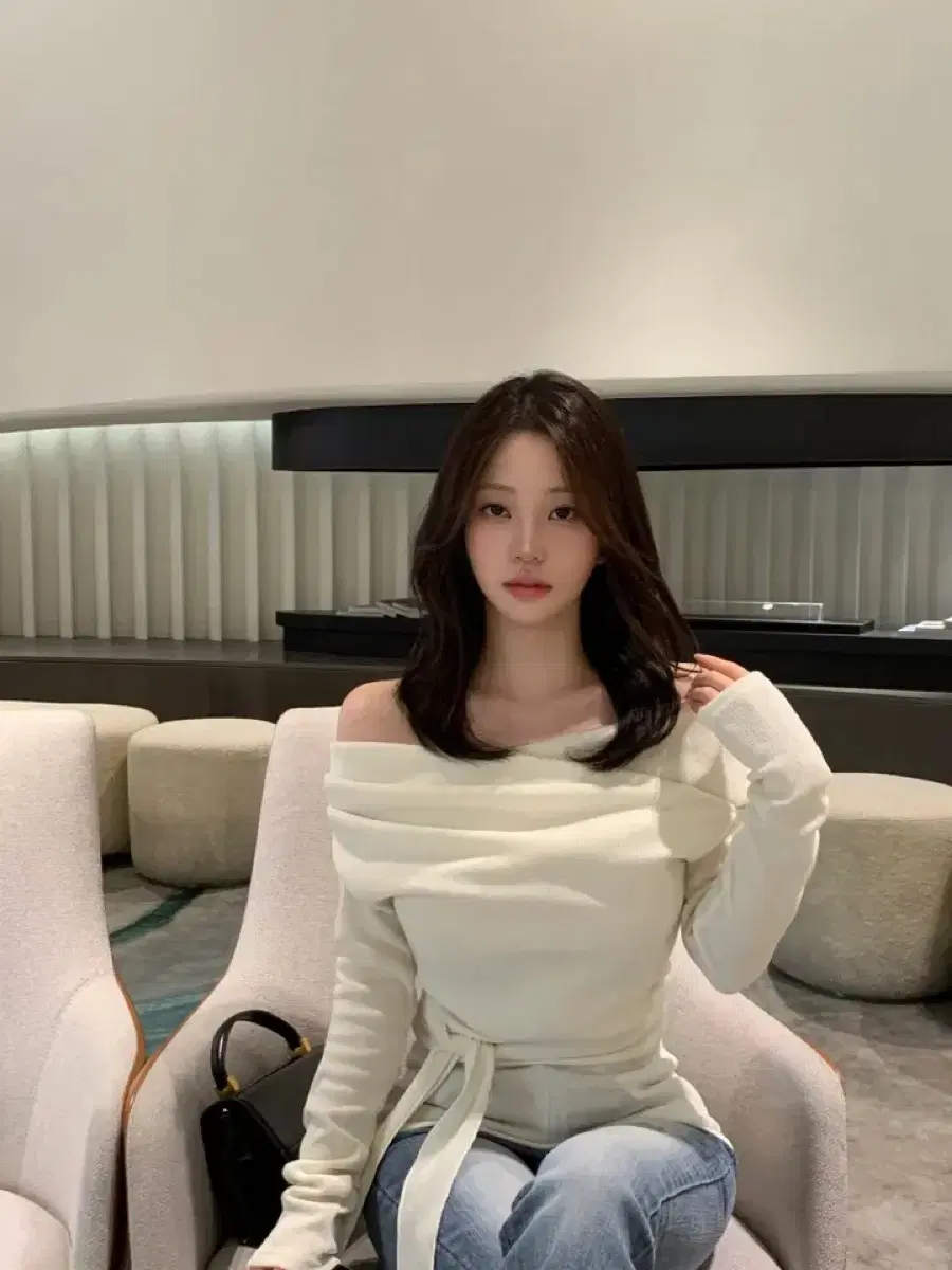 Lay&#x27;s Bain Lab Waistband Tie Draped Off-the-shoulder Scarf Knit