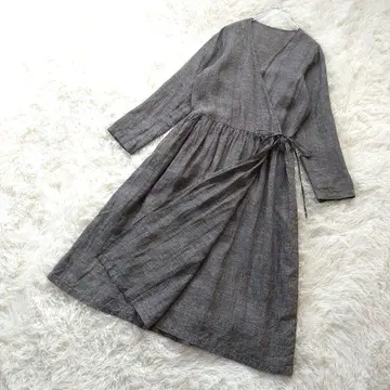 nest Robe 린넨 100% 카슈쿨 랩 원피스 글렌체크