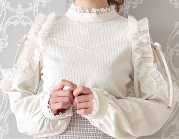 couture BY ROJITA 튤 어깨 시스루 상의 베이지