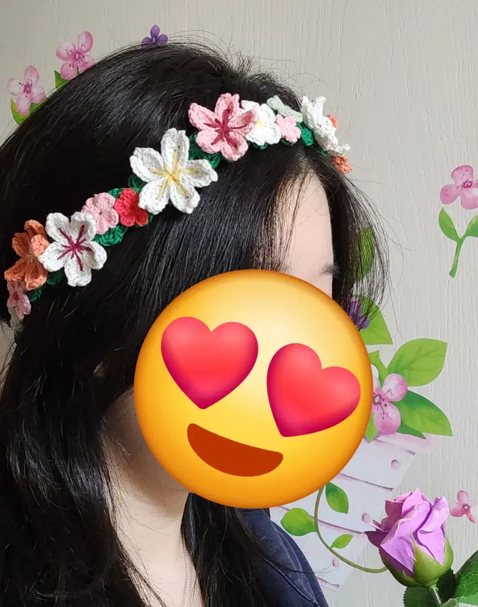 (핸드메이드)봄의여신처럼~손뜨개 벚꽃화관 셀프웨딩화관 벚꽃머리띠 벚꽃축제