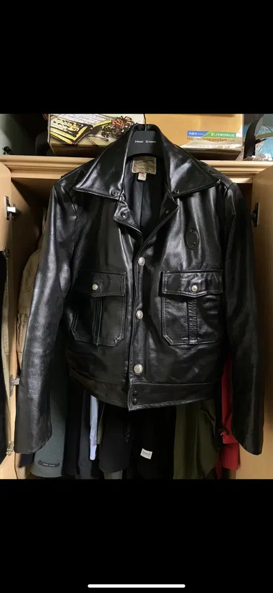 가격고정 Police Jacket 북미 폴리스 레더자켓 105 XL 가죽