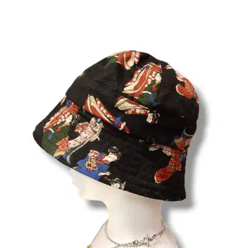 우키요에 상인 여인 일본풍 패턴 코튼 햇