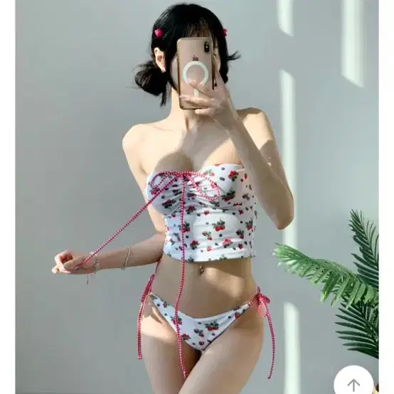 딸기 탑 탱크탑 튜브탑 비키니 스트랩 끈 홀터넥 수영복
