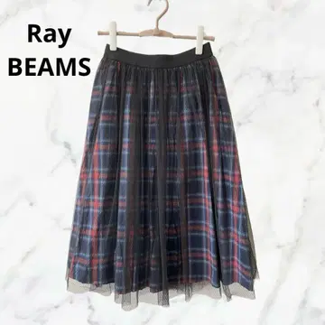 Ray BEAMS 레이빔즈 튤 레이어 스커트 체크