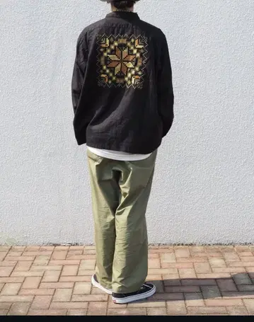 빈티지 스티치 롱 슬리브 셔츠 자수
